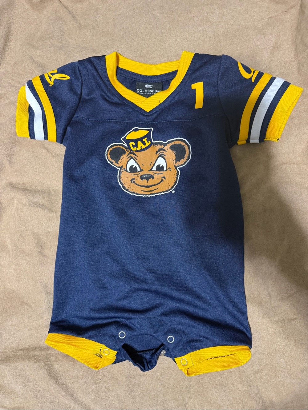 Colosseum Navy and Yellow Cal Bear Baby One-Piece